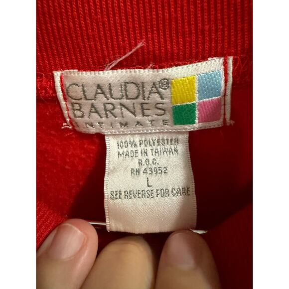 VTG Claudia Barnes Christmas Cat Candy Cane Sweatshirt Gown Sleep Dress - Picture 4 of 6